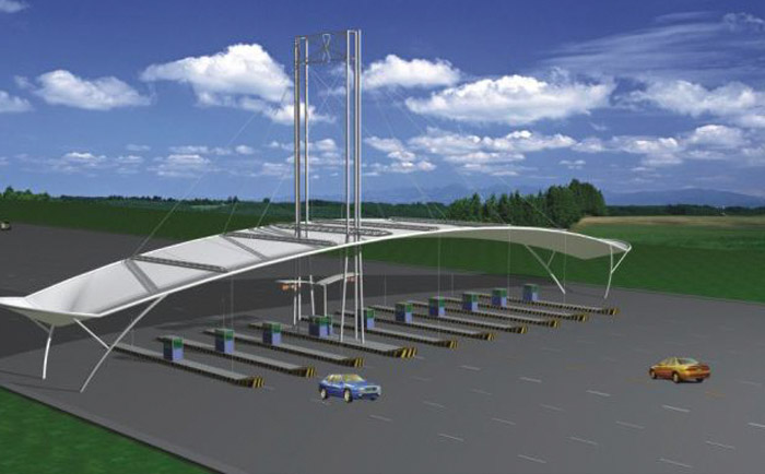 太格為某收費站張拉膜結(jié)構(gòu)設計的效果圖