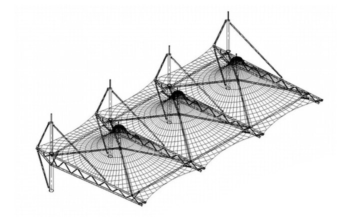 骨架支撐式膜結(jié)構(gòu)看臺遮陽膜